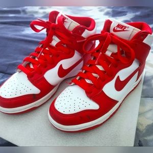 Nike Dunk High Red and White GS Size 4.5